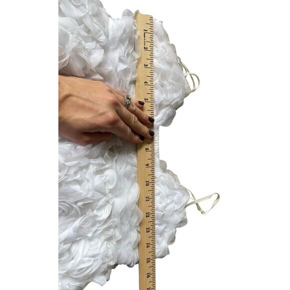 NEW BHLDN Anthropologie V Neck Tulle Rosette Mini Dress XS White Sleeveless Flor - Picture 10 of 13